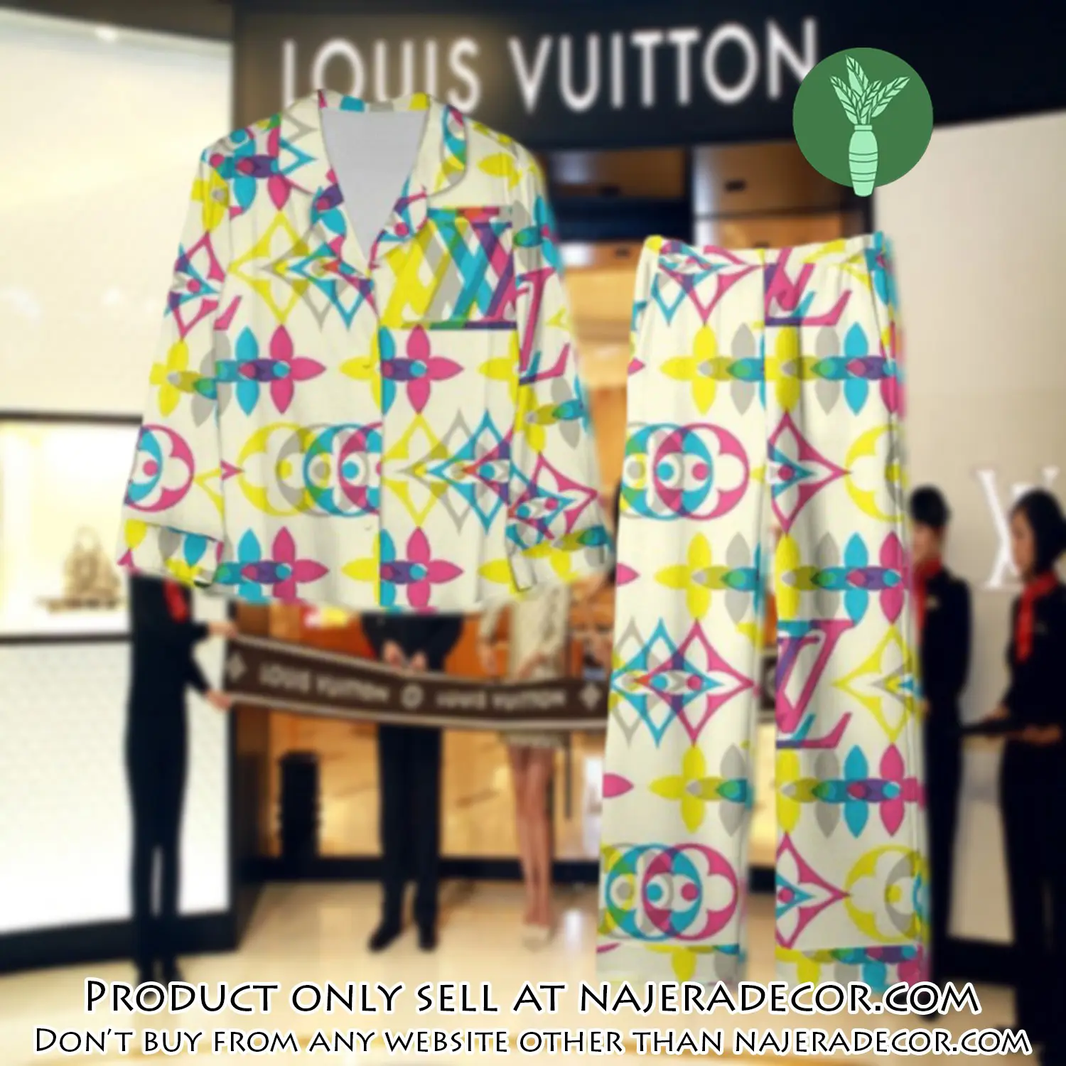 Trending luxury lv satin pajama set pjs1100 njr3801248